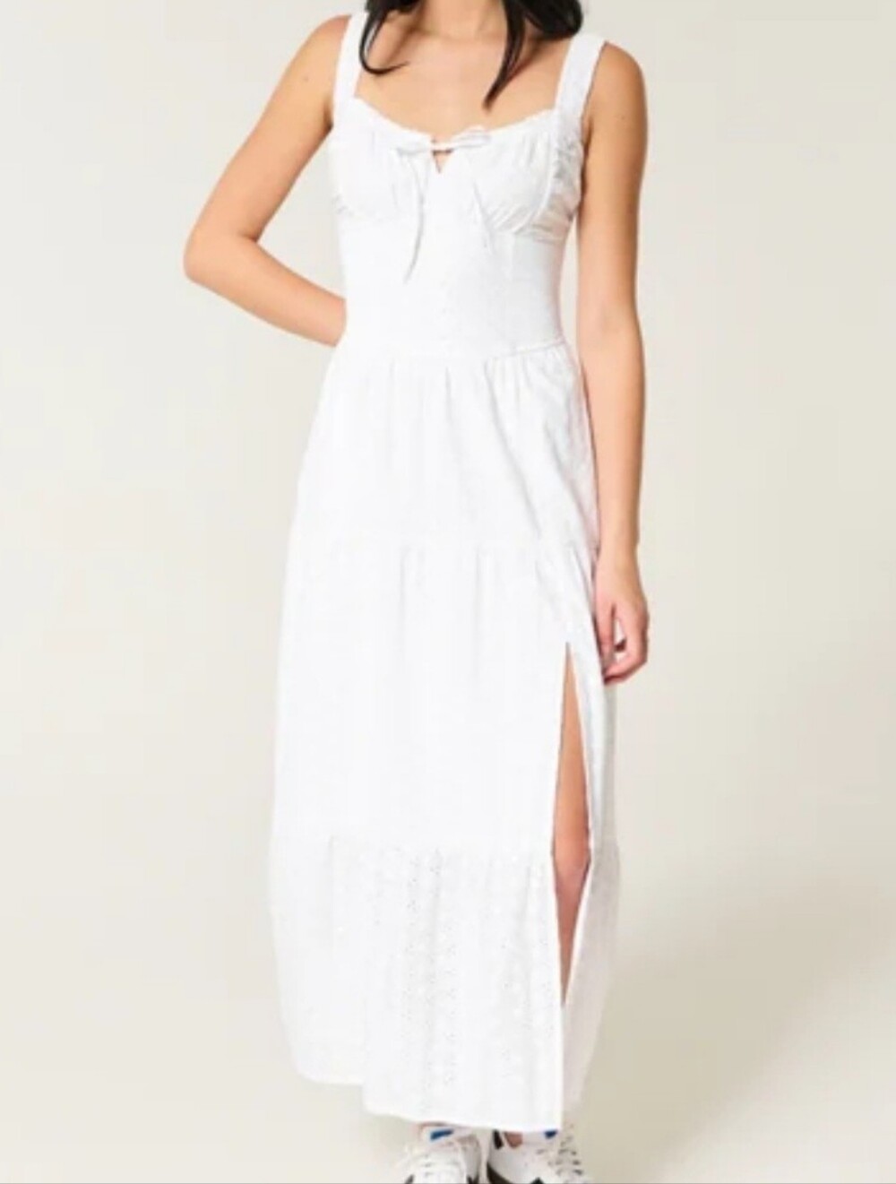 Hollister Sofia Side-Smocked Eyelet Maxi Dress
